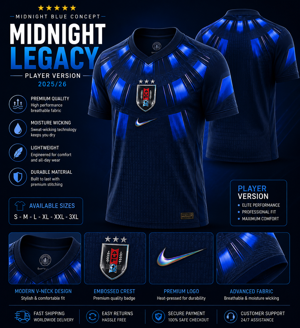 Midnight Legacy Special Edition Jersey 2025/26 – Player Version (Navy Blue)