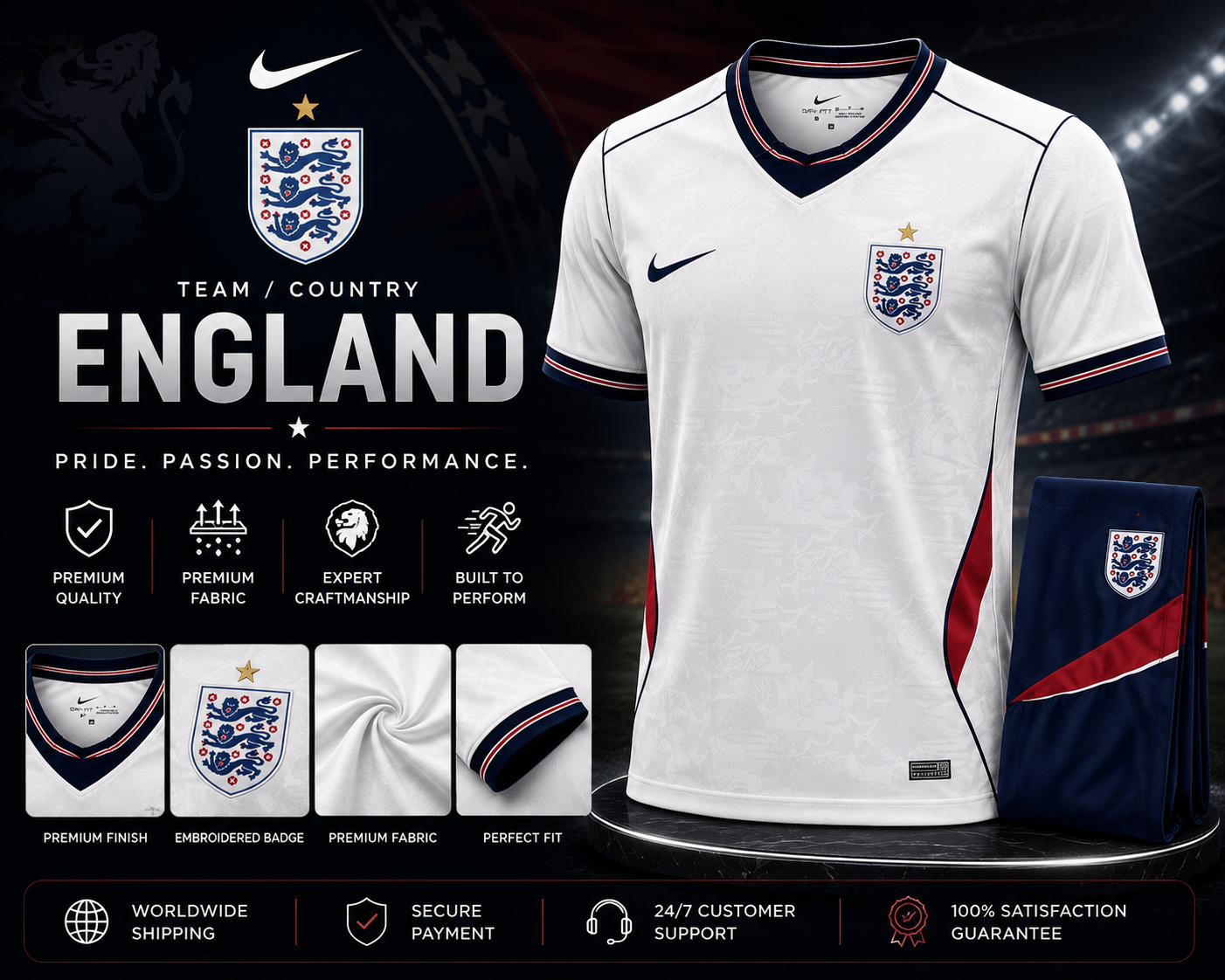 England Home Jersey 2025/26 – Fan Version (White)