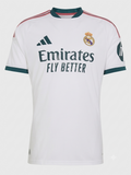 Real Madrid Home Jersey - White with Dark Teal & Coral Accents
