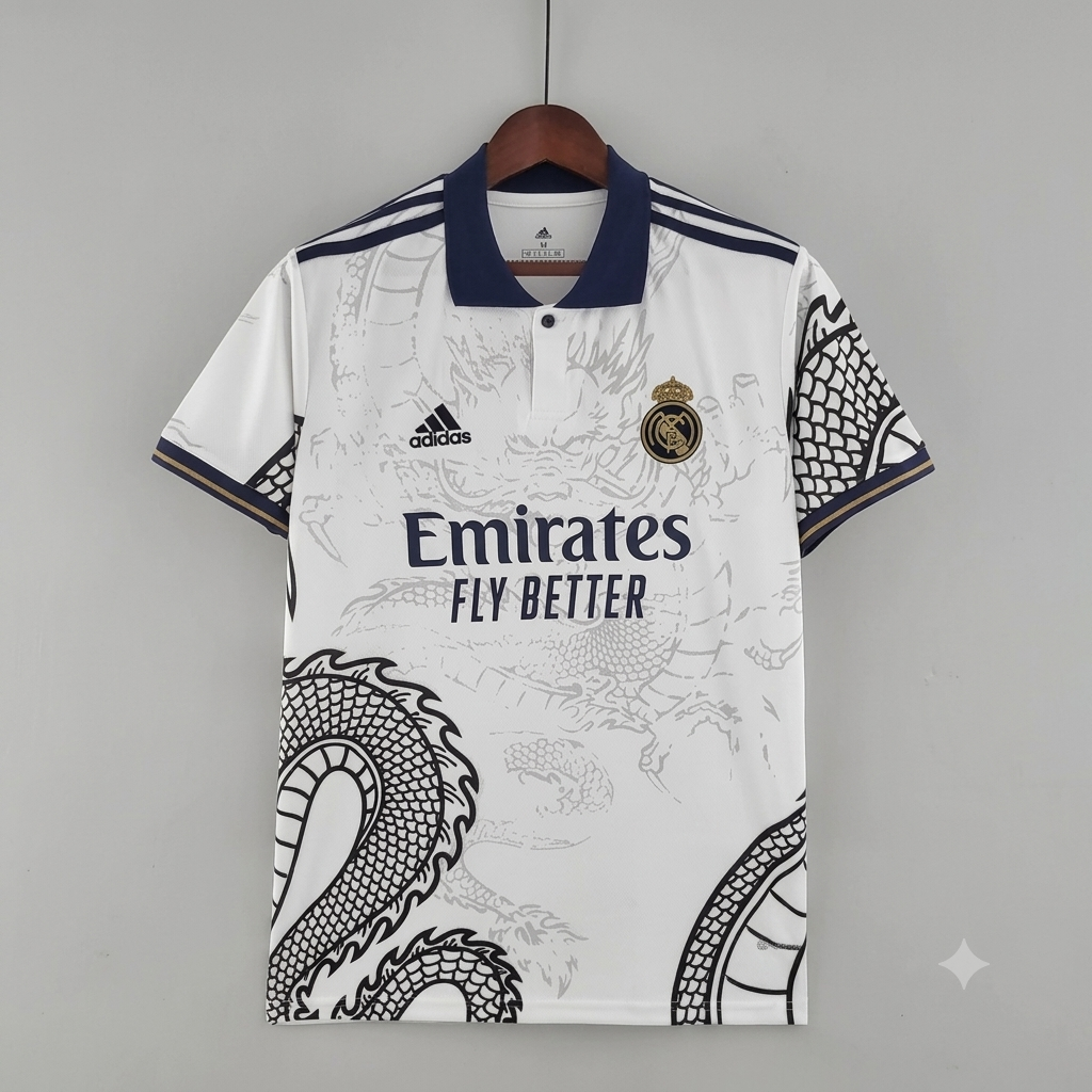 Real Madrid Dragon Edition Polo Jersey - White & Navy Blue