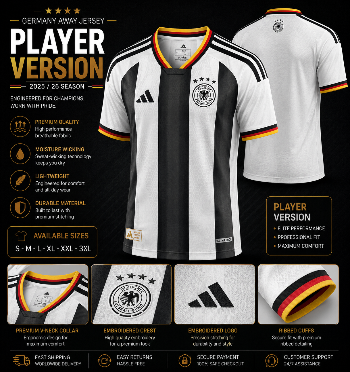 Germany Home Jersey 2025/26 Player Version – Premium National Team Football Jersey